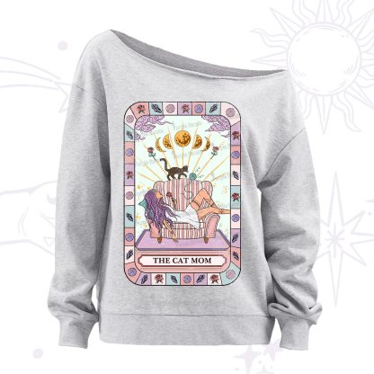 Purplehecate The Chill Cat Mom Off The Shoulder Sweatshirt