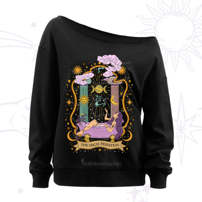 Purplehecate The High Priestess Goddess Off The Shoulder Sweatshirt