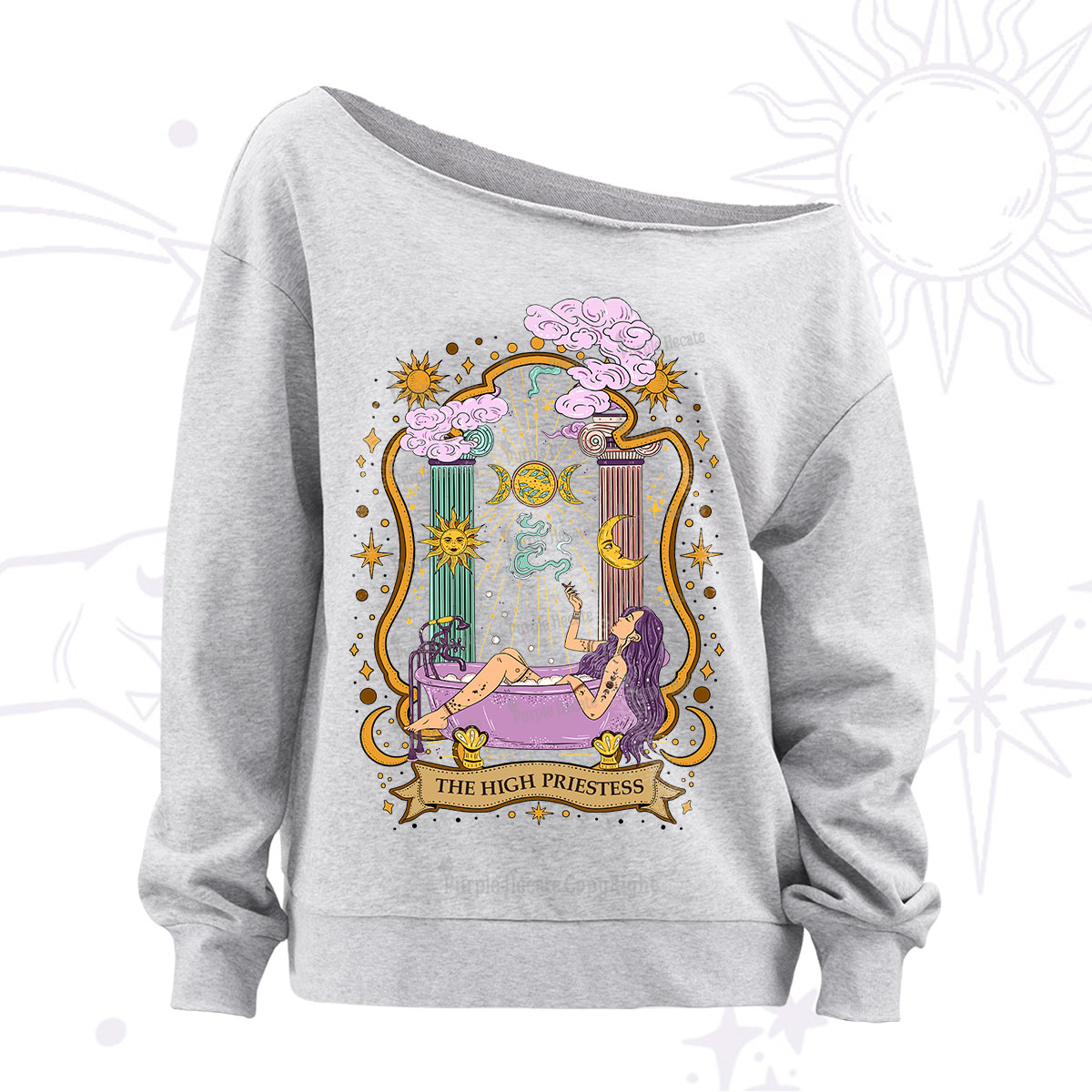 Purplehecate The High Priestess Goddess Off The Shoulder Sweatshirt