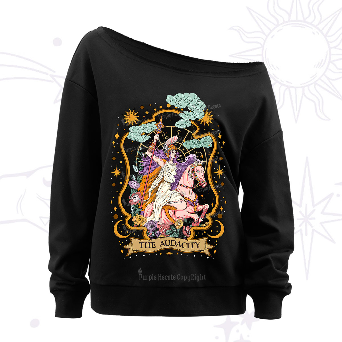 Purplehecate The Audacity Goddess Off The Shoulder Sweatshirt