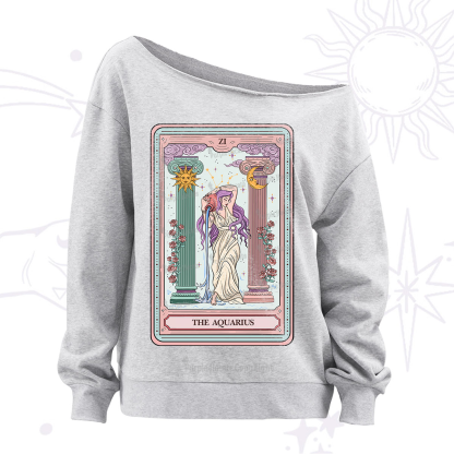 Purplehecate The Aquarius Goddess Tarot Off The Shoulder Sweatshirt