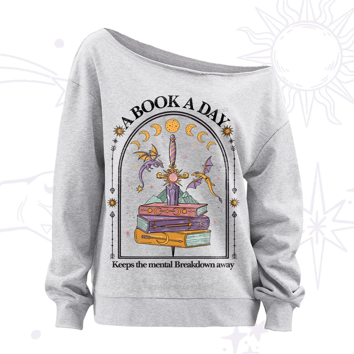 Purplehecate A Book A Day Keeps The Mental Breakdown Away Off The Shoulder Sweatshirt