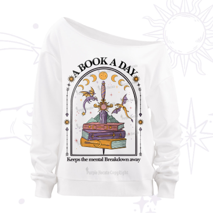 Purplehecate A Book A Day Keeps The Mental Breakdown Away Off The Shoulder Sweatshirt