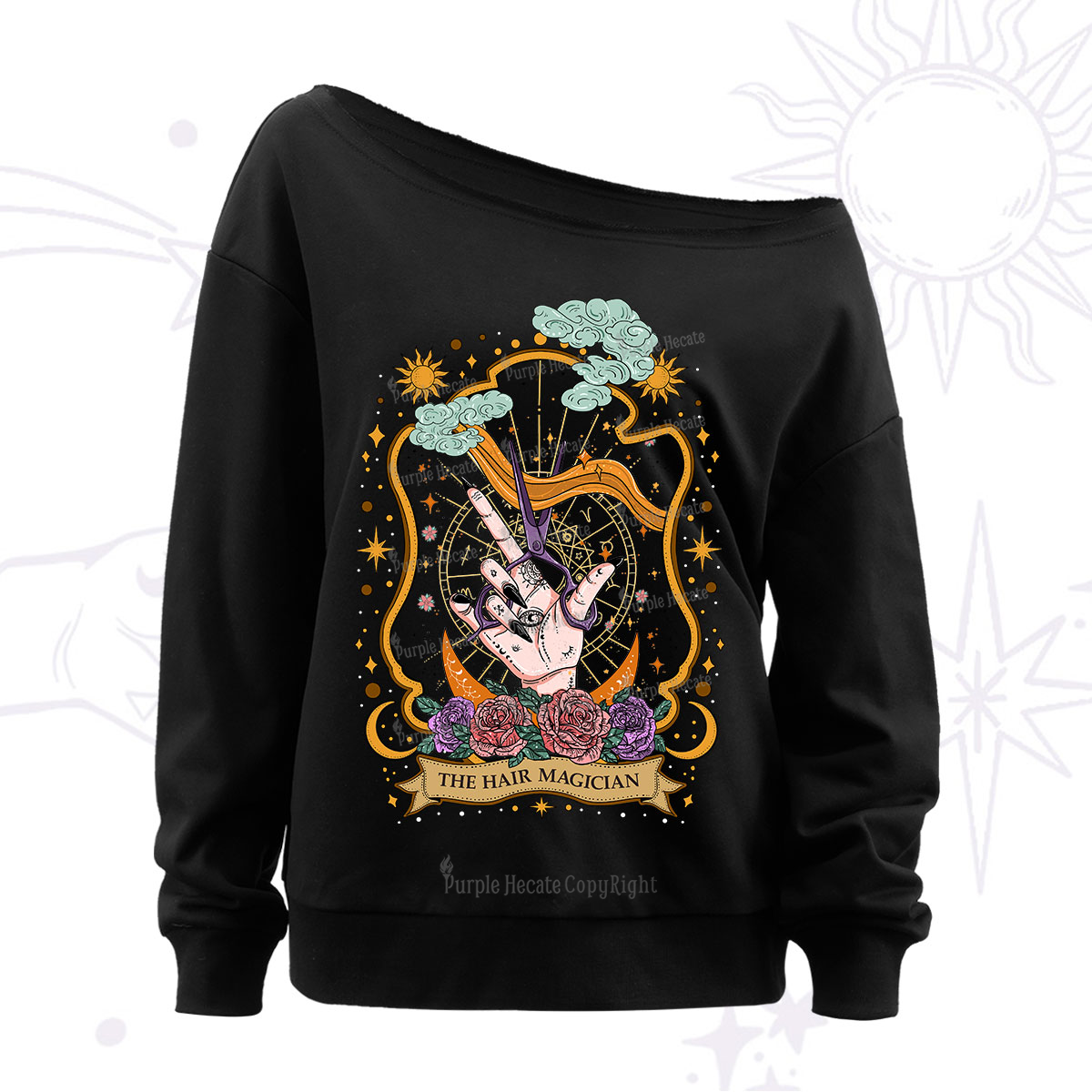 Purplehecate The Hair Magician Off The Shoulder Sweatshirt