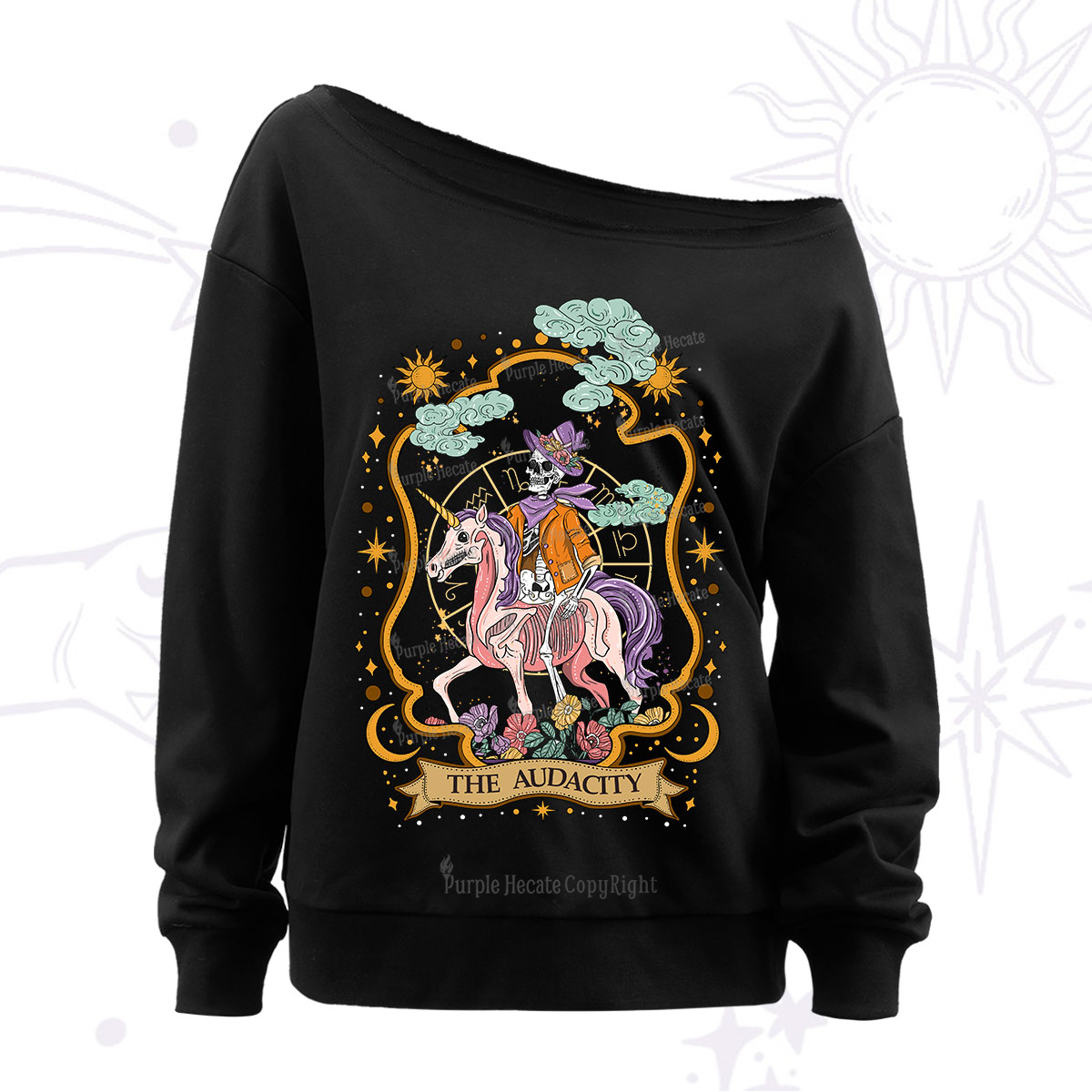 Purplehecate The Audacity Skeleton Off The Shoulder Sweatshirt