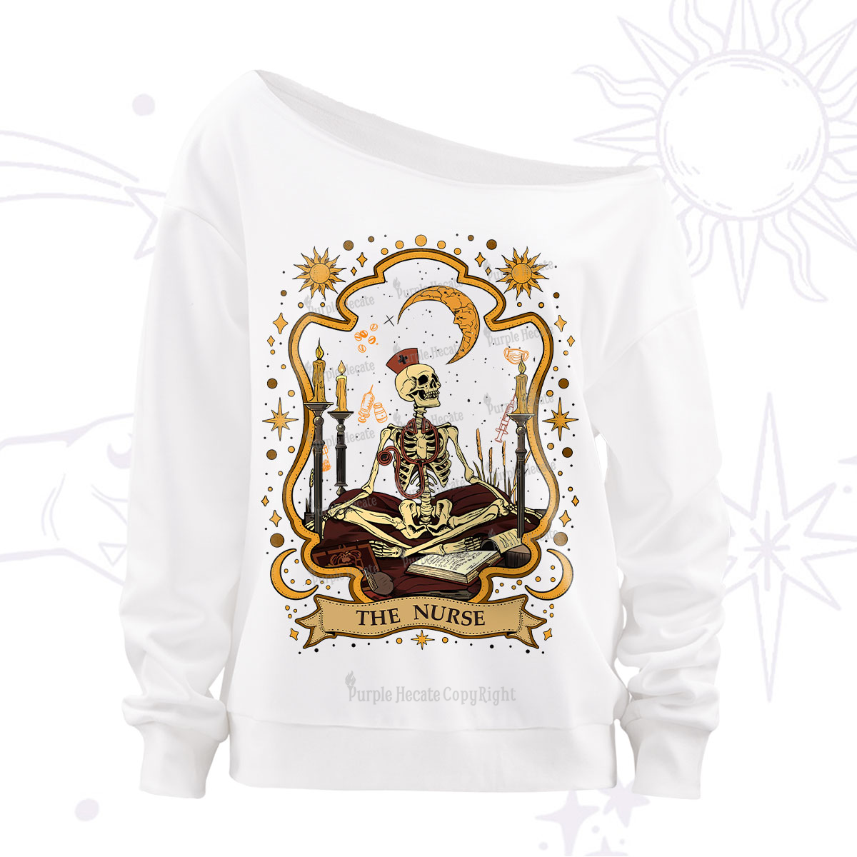Purplehecate The Nurse Skeleton Off The Shoulder Sweatshirt