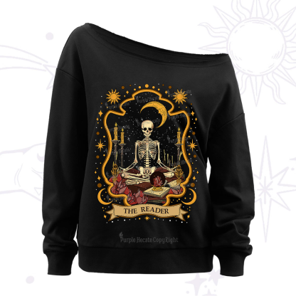 Purplehecate The Reader Skeleton Off The Shoulder Sweatshirt