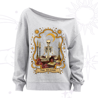 Purplehecate The Reader Skeleton Off The Shoulder Sweatshirt