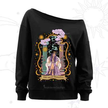 Purplehecate The High Priestess Goddess Off The Shoulder Sweatshirt