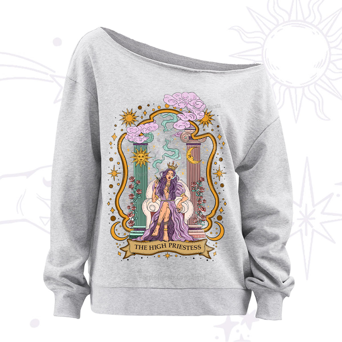 Purplehecate The High Priestess Goddess Off The Shoulder Sweatshirt