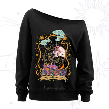 Purplehecate The Nail Artist  Off The Shoulder Sweatshirt