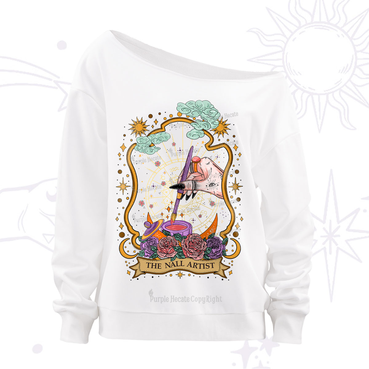Purplehecate The Nail Artist  Off The Shoulder Sweatshirt