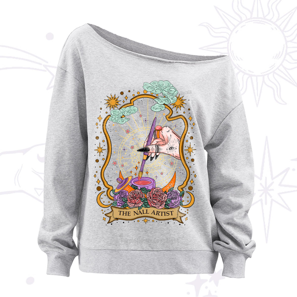 Purplehecate The Nail Artist  Off The Shoulder Sweatshirt