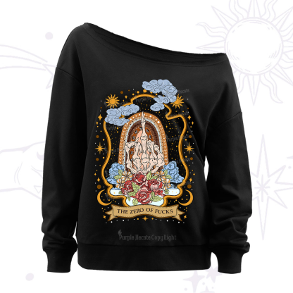 Purplehecate The Zero of Fucks Skeleton Off The Shoulder Sweatshirt