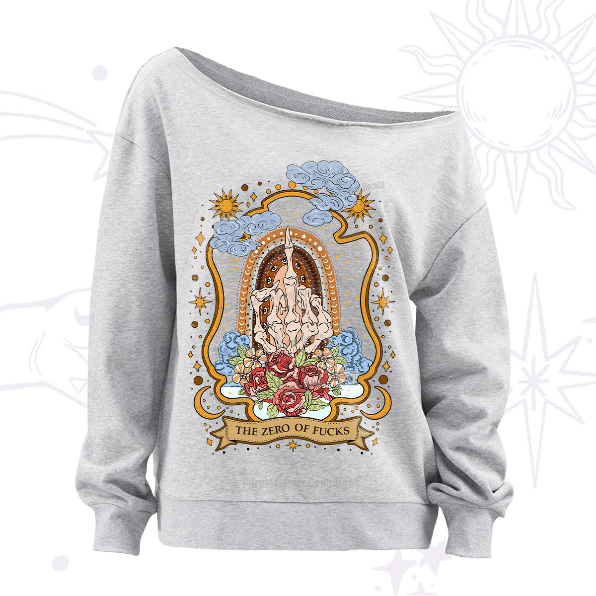 Purplehecate The Zero of Fucks Skeleton Off The Shoulder Sweatshirt