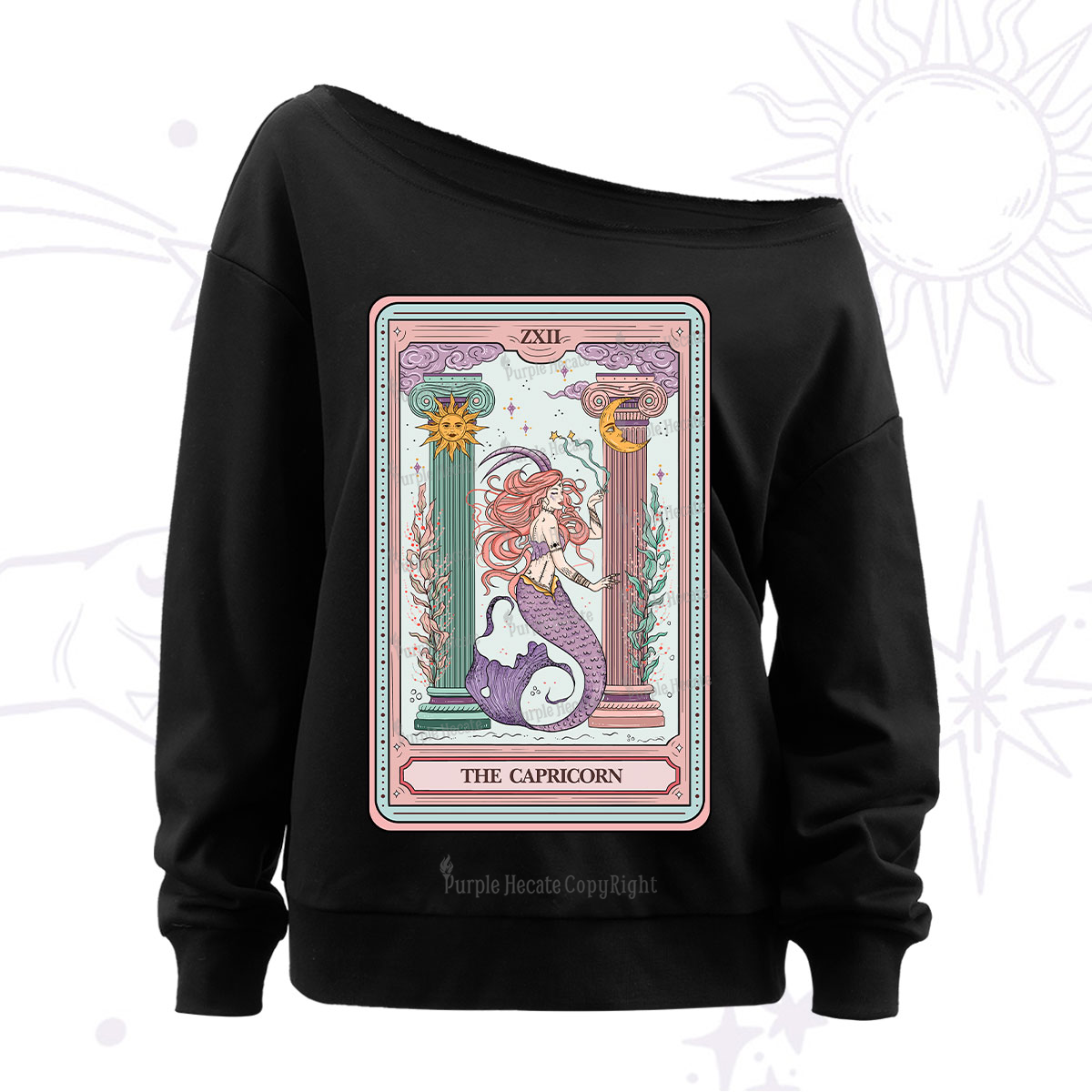 Purplehecate The Capricorn Goddess Tarot Off The Shoulder Sweatshirt