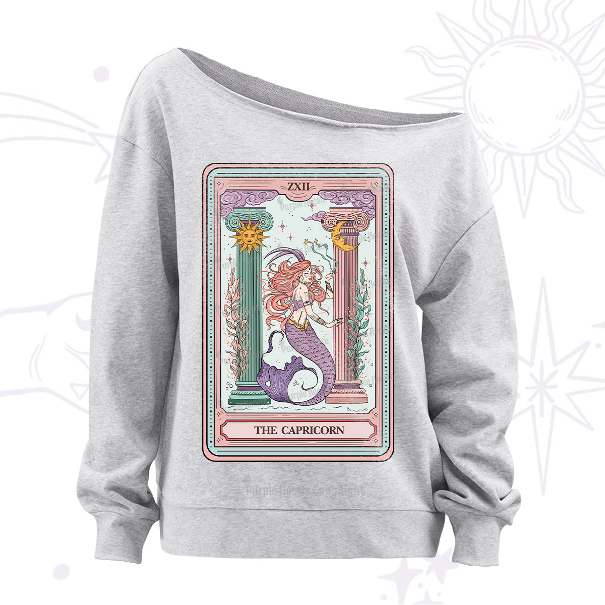 Purplehecate The Capricorn Goddess Tarot Off The Shoulder Sweatshirt