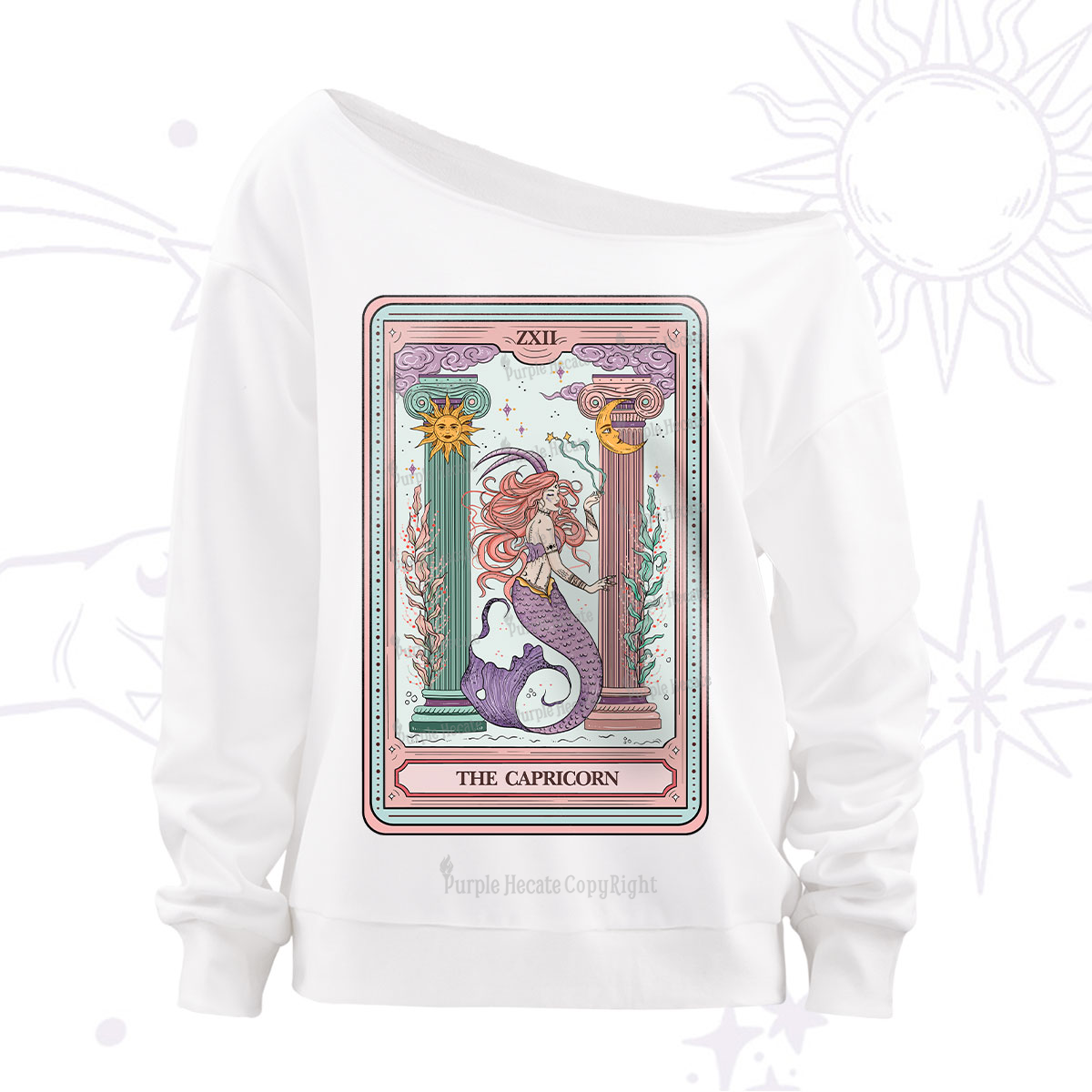 Purplehecate The Capricorn Goddess Tarot Off The Shoulder Sweatshirt