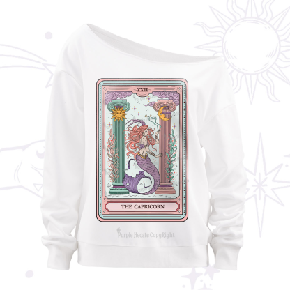 Purplehecate The Capricorn Goddess Tarot Off The Shoulder Sweatshirt