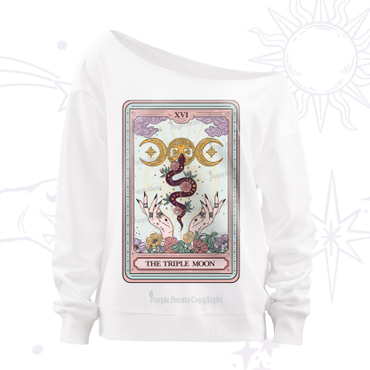 Purplehecate The Triple Moon Tarot Off The Shoulder Sweatshirt