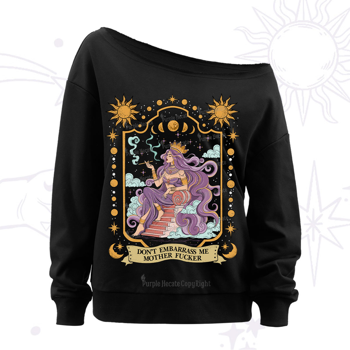 Purplehecate Don't Embarrass Me Mother Fucker Off The Shoulder Sweatshirt