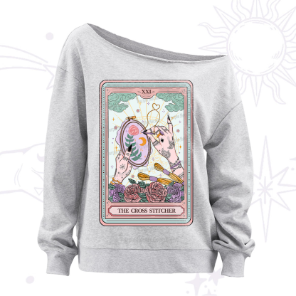 Purplehecate The Cross Stitcher Tarot Off The Shoulder Sweatshirt
