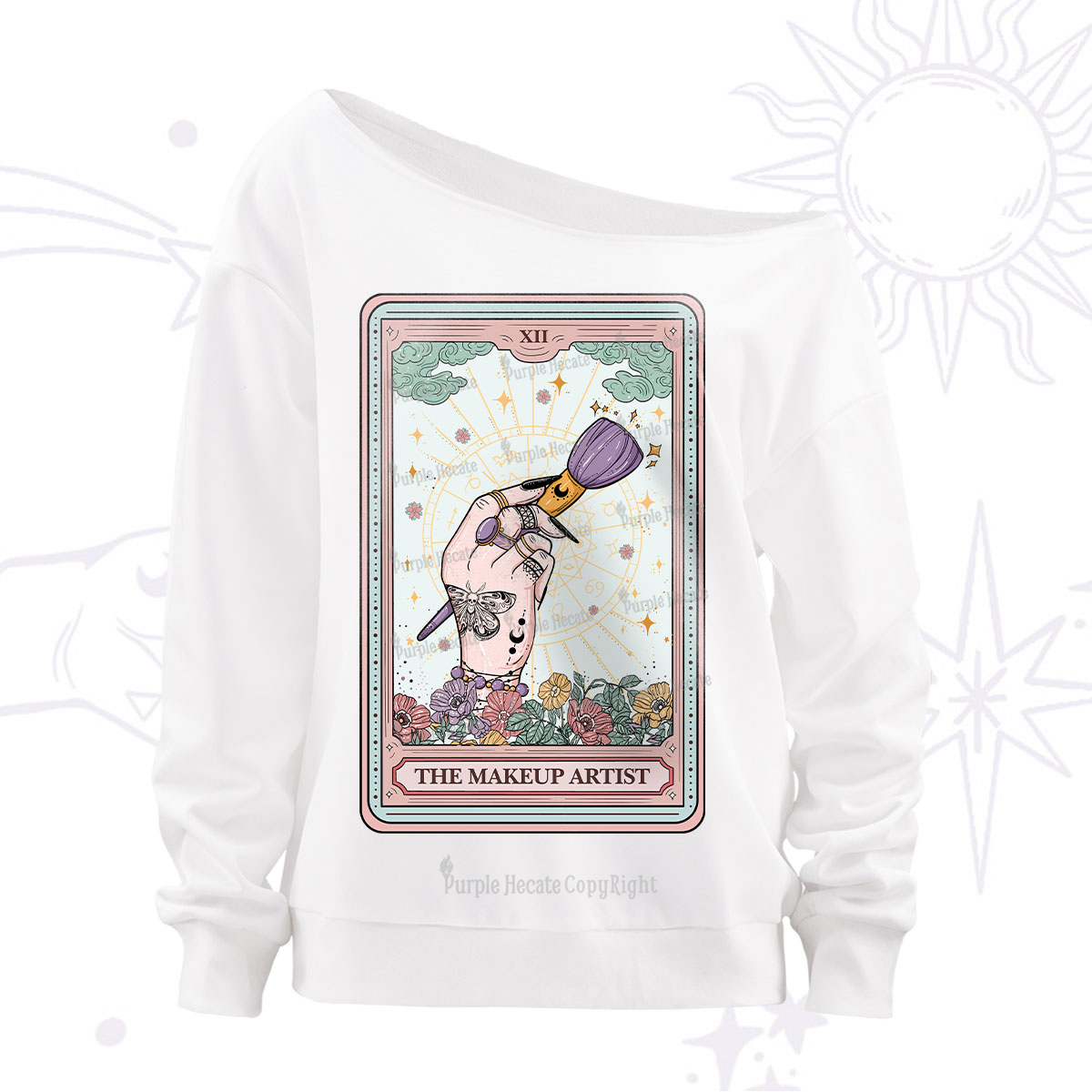 Purplehecate The Makeup Artist Tarot Off The Shoulder Sweatshirt