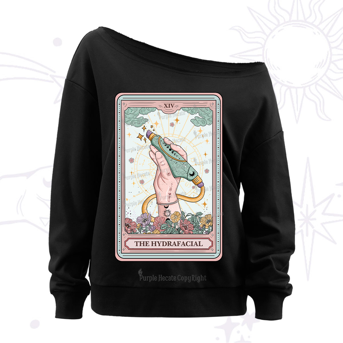 Purplehecate The Hydrafacial Tarot Off The Shoulder Sweatshirt