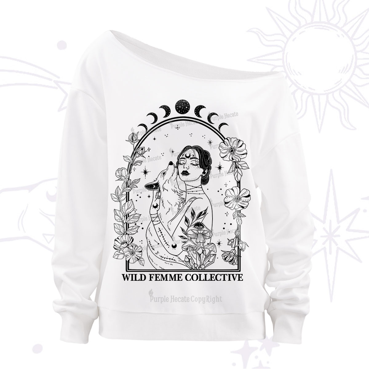 Purplehecate Wild Femme Collective Off The Shoulder Sweatshirt