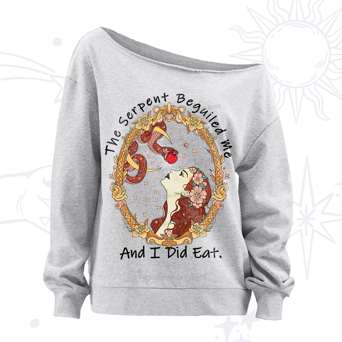 Purplehecate The Serpent Beguiled Me, And I Did Eat Off The Shoulder Sweatshirt