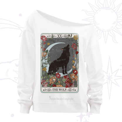 Purplehecate The Wolf Tarot Off The Shoulder Sweatshirt