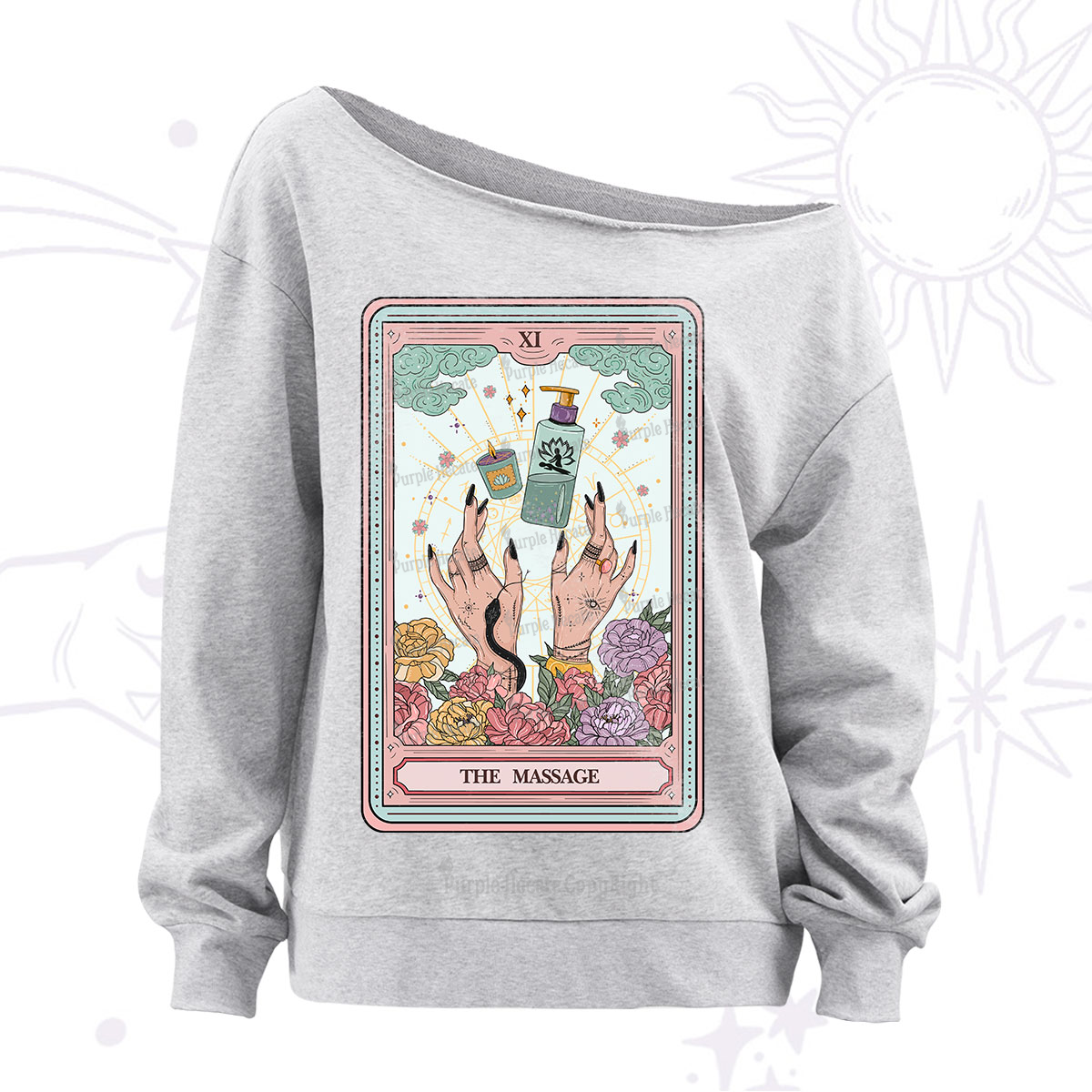 Purplehecate The Massage Tarot Off The Shoulder Sweatshirt