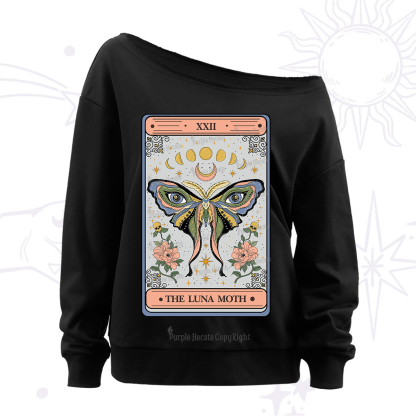 Purplehecate The Luna Moth Tarot Off The Shoulder Sweatshirt