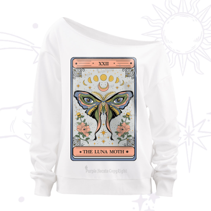 Purplehecate The Luna Moth Tarot Off The Shoulder Sweatshirt