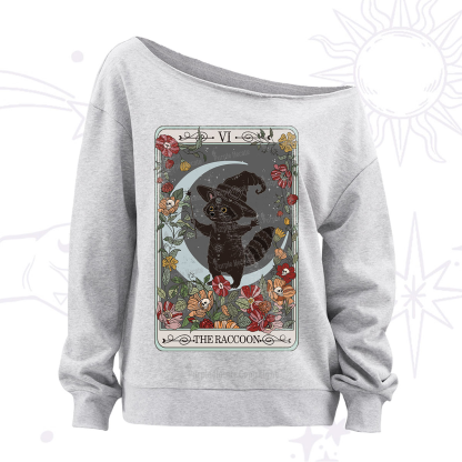 Purplehecate The Raccoon Tarot Off The Shoulder Sweatshirt