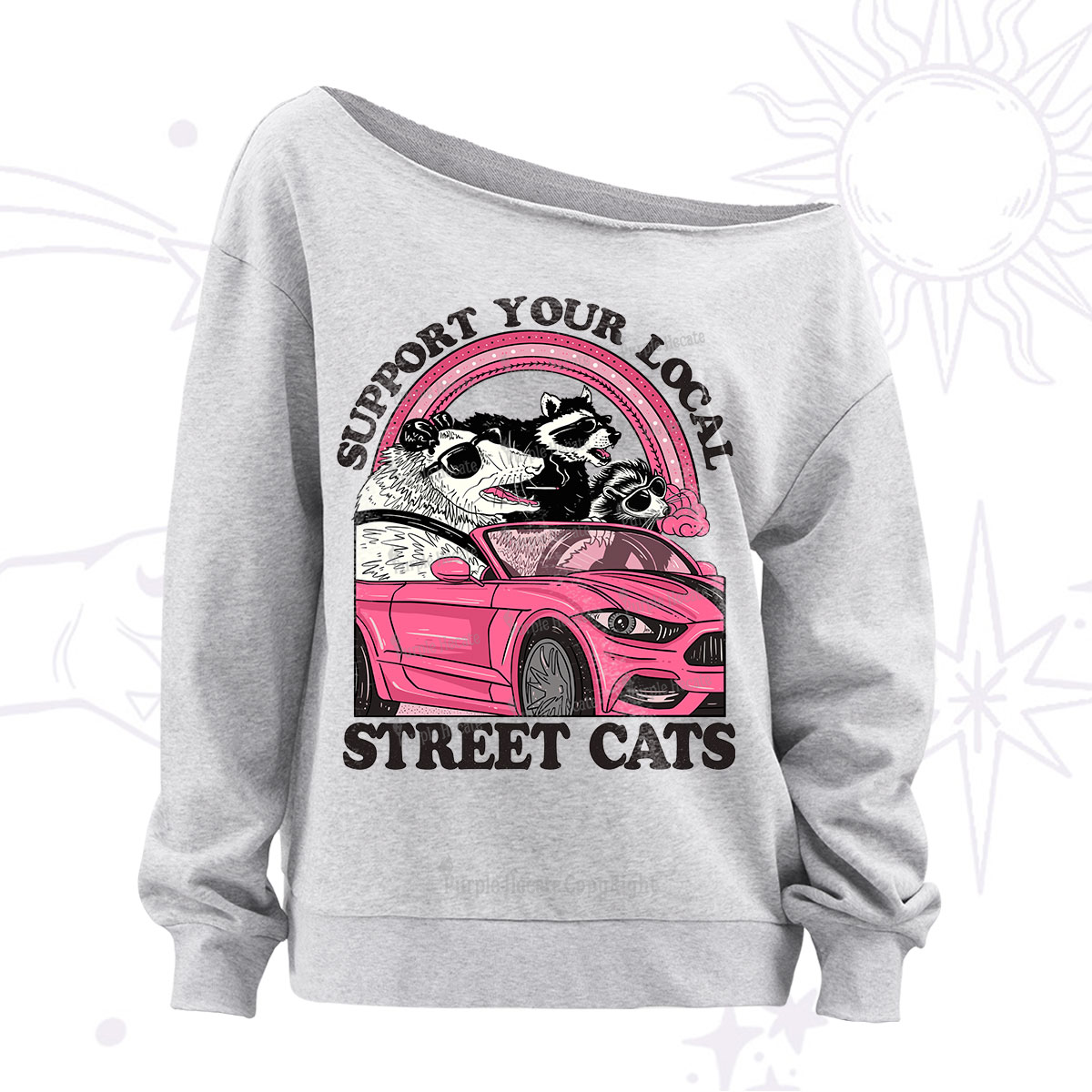 Purplehecate Support Local Street Cats Off The Shoulder Sweatshirt