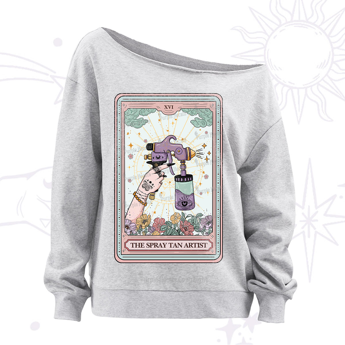 Purplehecate The Spary Tan Artist Tarot Off The Shoulder Sweatshirt