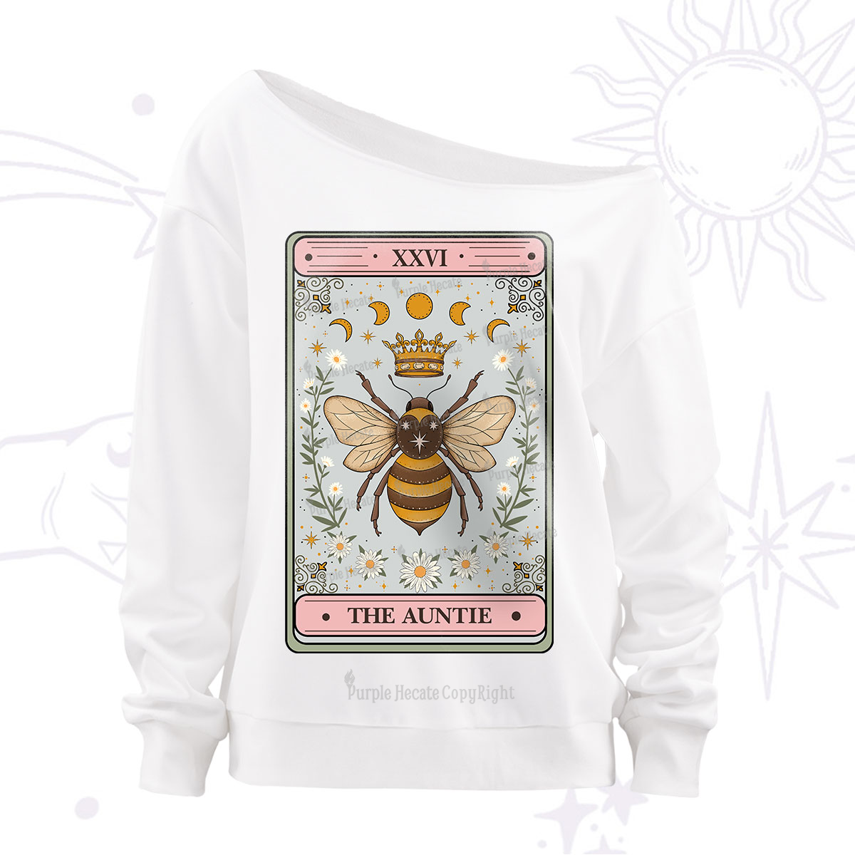 Purplehecate The Auntie Tarot Off The Shoulder Sweatshirt