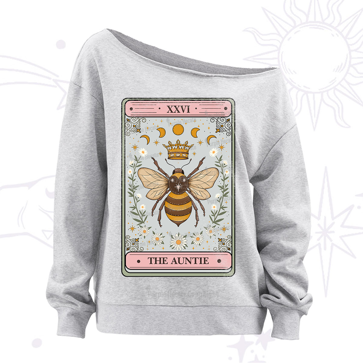 Purplehecate The Auntie Tarot Off The Shoulder Sweatshirt