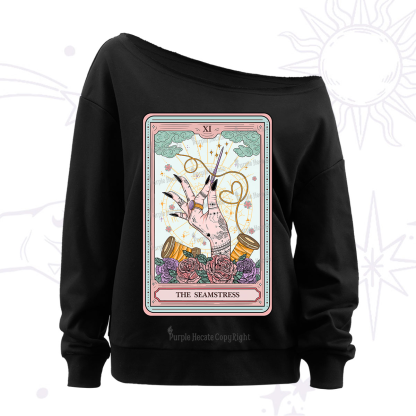 Purplehecate The Seamstress Tarot Off The Shoulder Sweatshirt