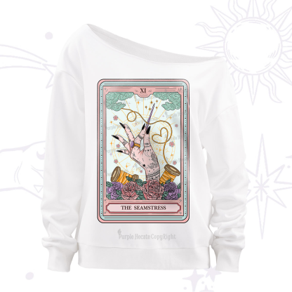 Purplehecate The Seamstress Tarot Off The Shoulder Sweatshirt