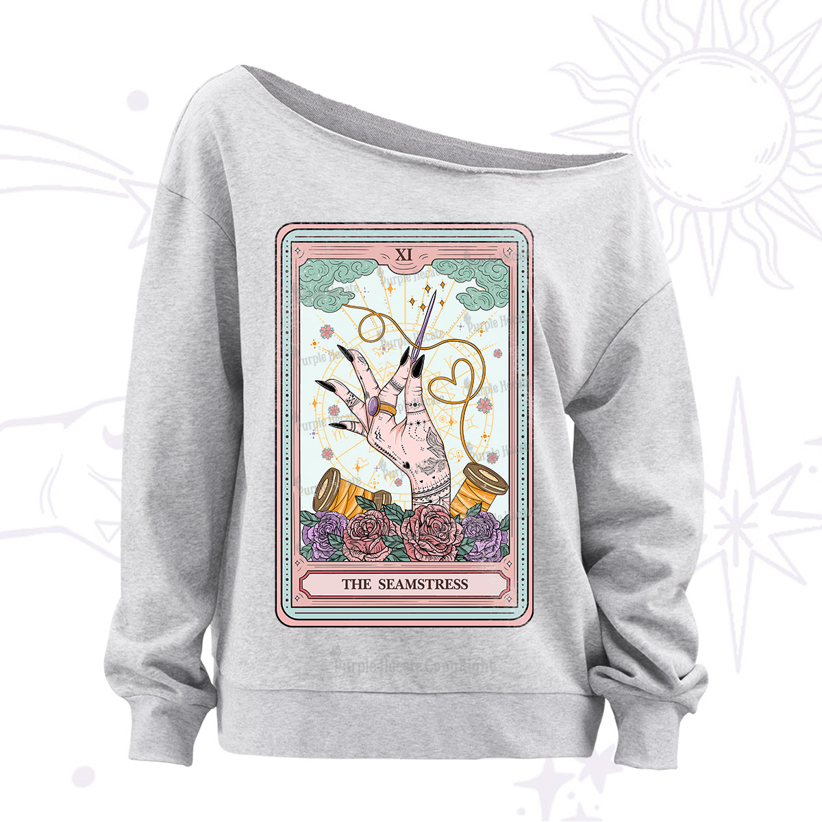Purplehecate The Seamstress Tarot Off The Shoulder Sweatshirt