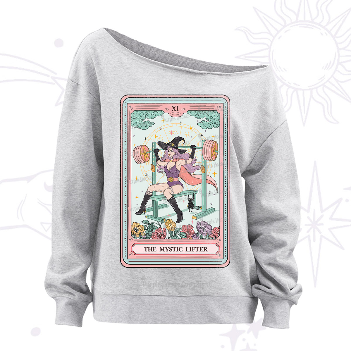Purplehecate The Mystic Lifter Tarot Off The Shoulder Sweatshirt