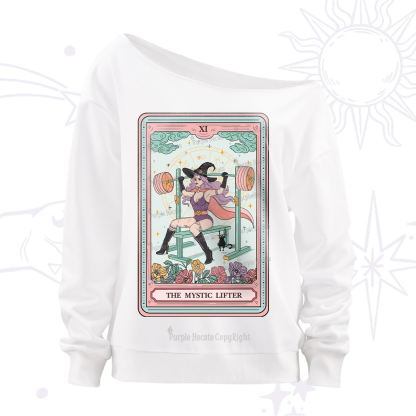 Purplehecate The Mystic Lifter Tarot Off The Shoulder Sweatshirt
