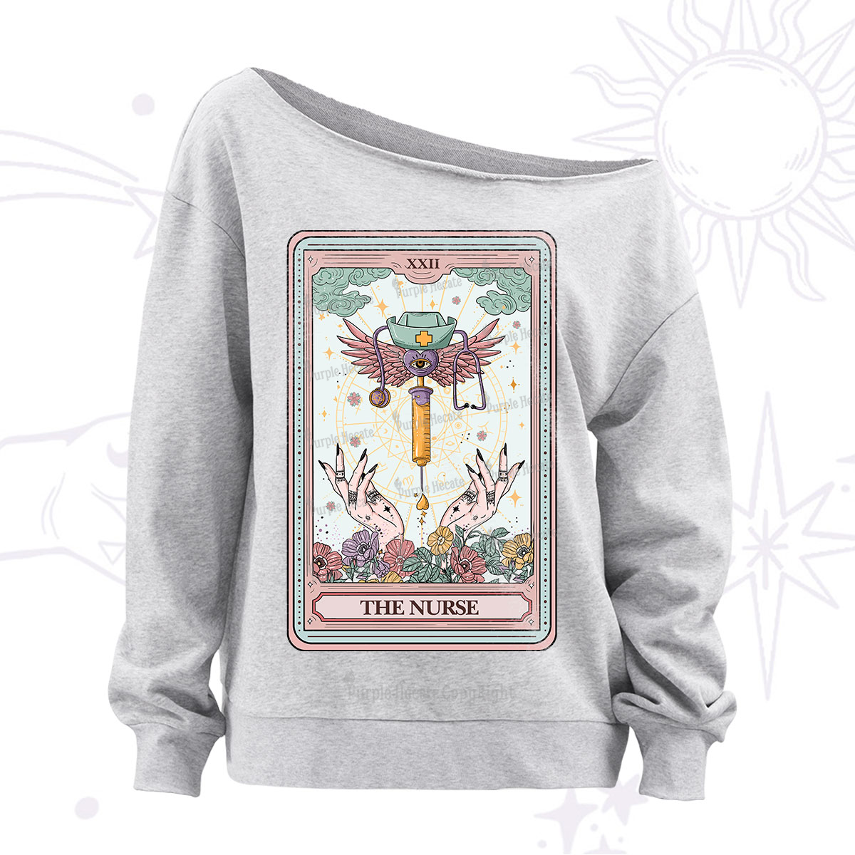 Purplehecate The ER Nurse Tarot Off The Shoulder Sweatshirt