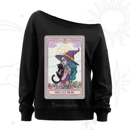 Purplehecate The Gothic Cat Mom Tarot Off The Shoulder Sweatshirt
