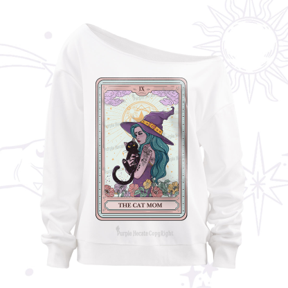 Purplehecate The Gothic Cat Mom Tarot Off The Shoulder Sweatshirt