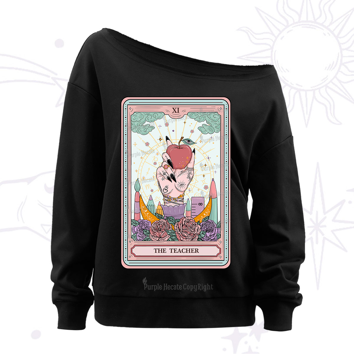 Purplehecate The Teacher Tarot Off The Shoulder Sweatshirt