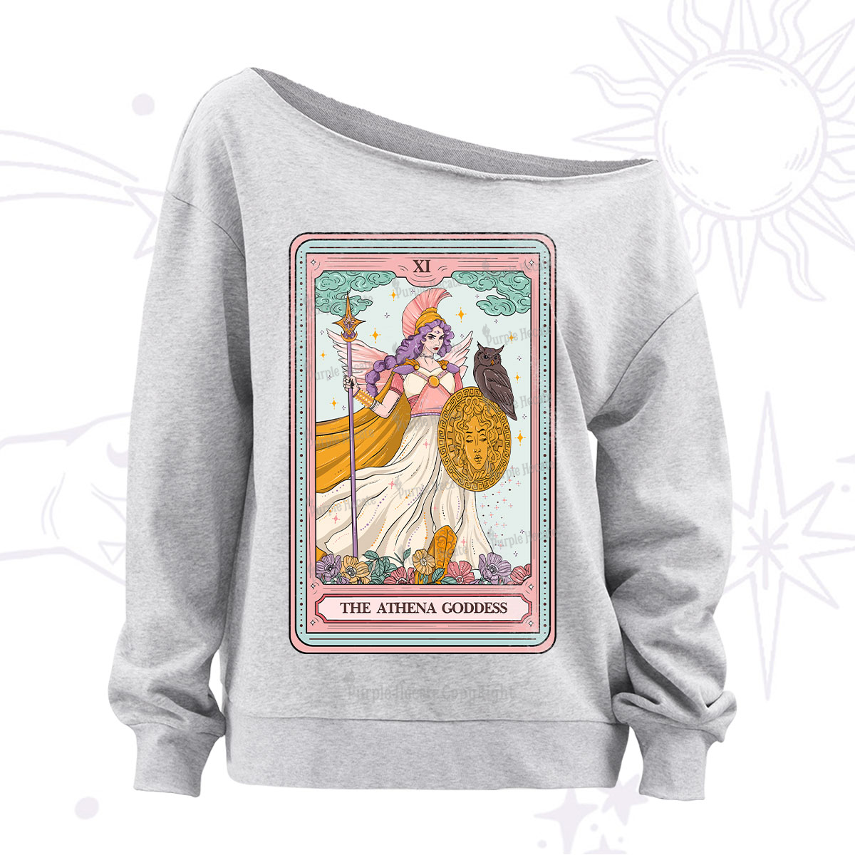 Purplehecate The Athena Goddess Tarot Off The Shoulder Sweatshirt