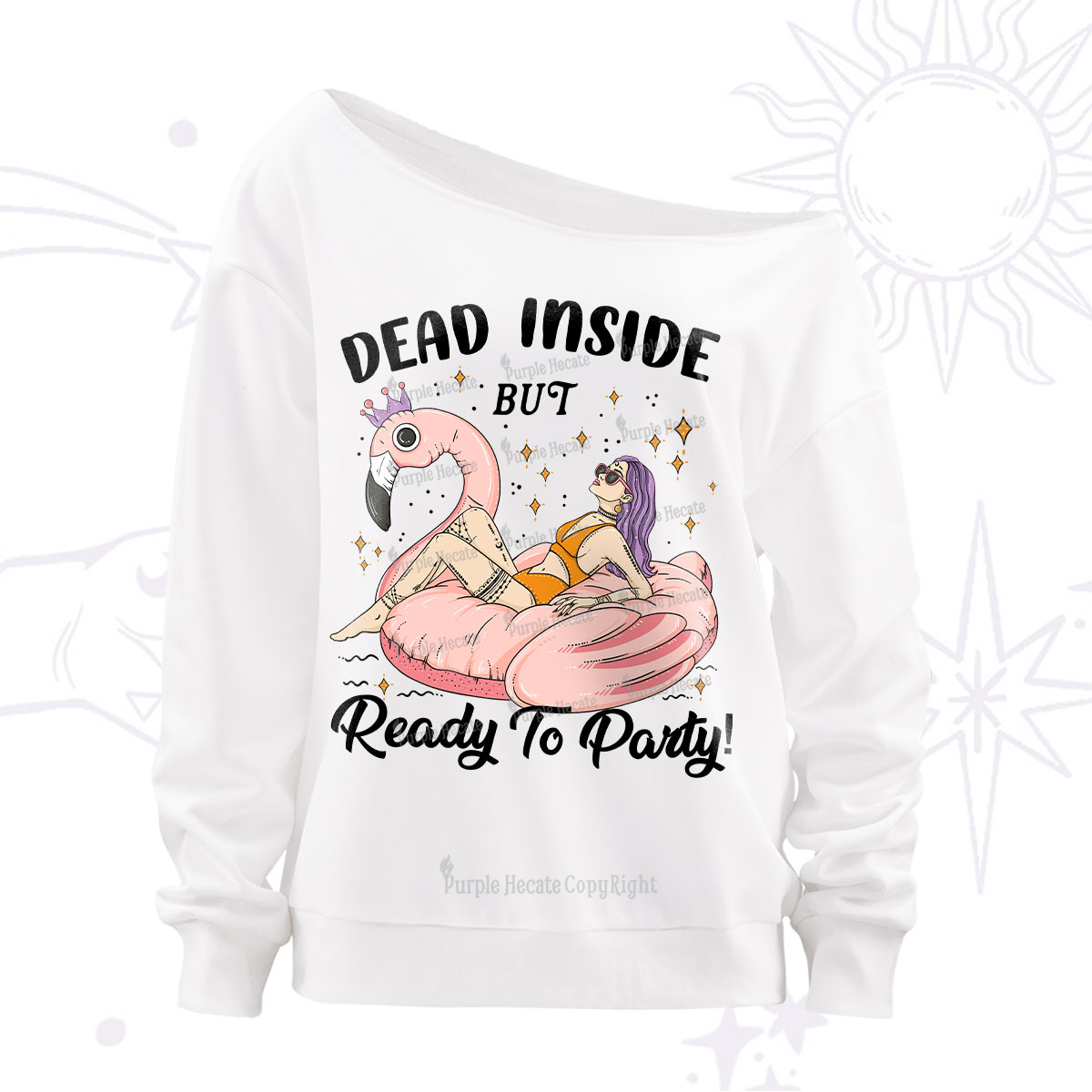 Purplehecate Dead Inside But Ready To Party Off The Shoulder Sweatshirt